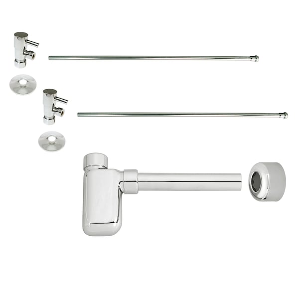 Westbrass Flat Trap 1/4-Turn Lavatory Kit W/ Valves & Risers PNI D1938QRL-05 - main